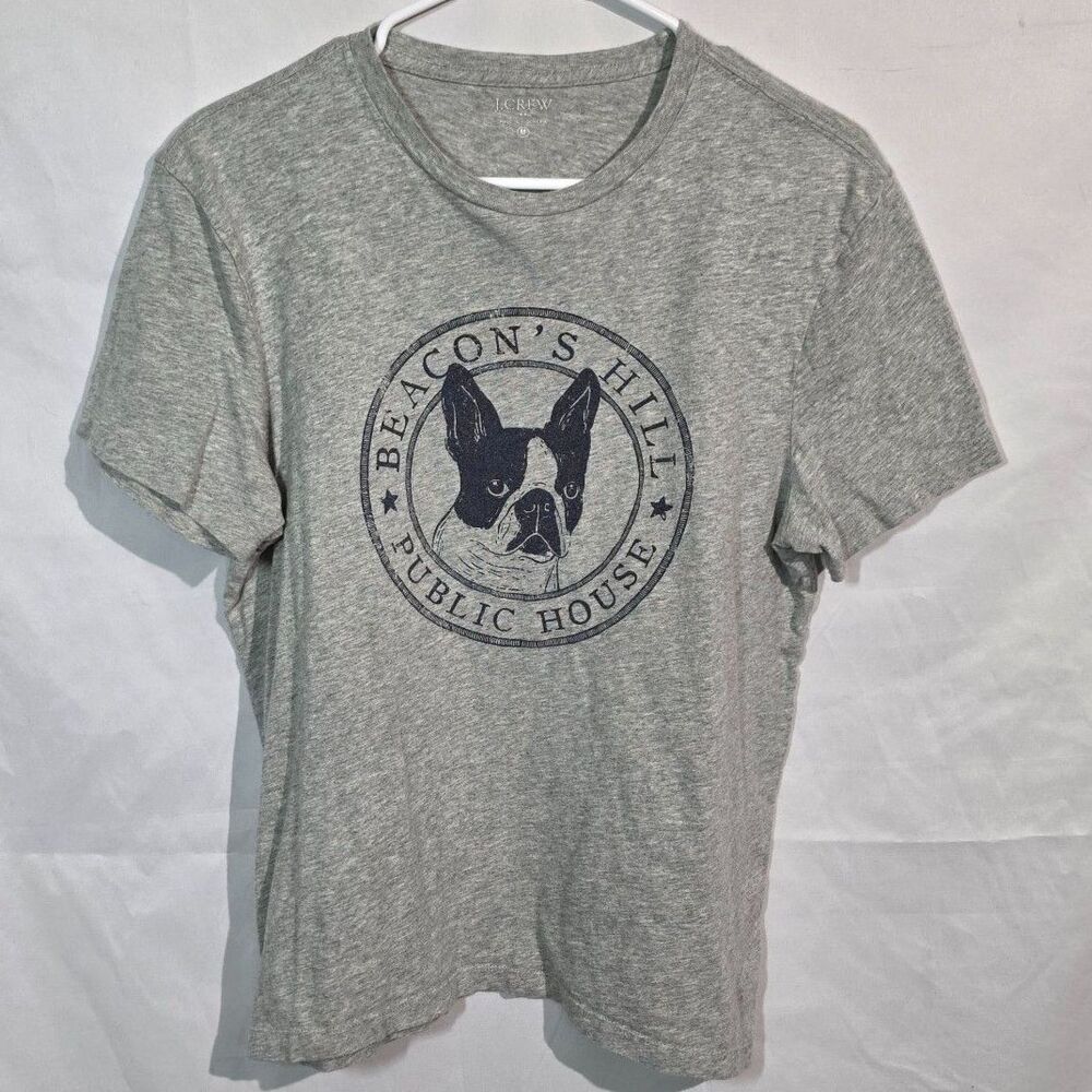J.Crew Beacon's Hill Public House Graphic T-Shirt Gray French Bulldog Tee M